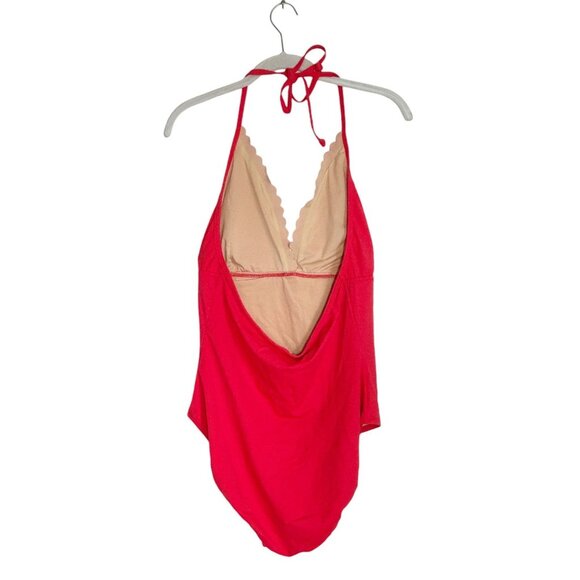 J.Crew Scalloped V-Neck One-Piece Swimsuit in Bright Red - Sz 12 - NWT - Picture 4 of 9